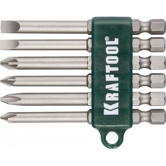 Набор KRAFTOOL Биты хвостовик E 1/4", Cr-V, 75мм, 6 предметов 26061-H6