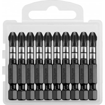 Биты KRAFTOOL Impact Pro, Pozidriv, тип хвостовика E 1/4", PZ3, 50мм, 10шт, в пластиковом боксе 26193-3-50-S10