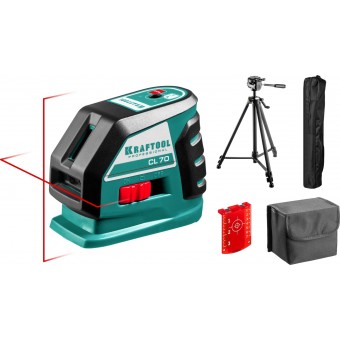 KRAFTOOL CL-70 #3 нивелир лазерный, 20м/70м, IP54, точн. +/-0,2 мм/м, штатив, питание 4хАА, в коробке 34660-3