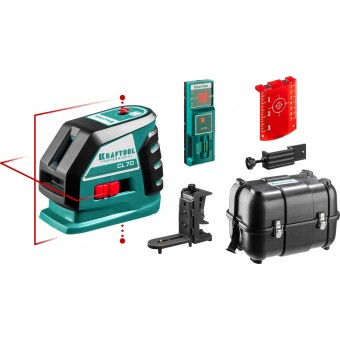 KRAFTOOL CL-70 #4 нивелир лазерный , 20м/70м, IP54, точн. +/-0,2 мм/м, детектор, питание 4хАА, в кейсе 34660-4